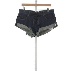 One X One Teaspoon Womens Cut-Off Blue Cotton Lace Up Shorts Size 29